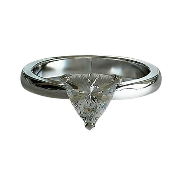 HeartsAndYou 1ct Trillion Cut Moissanite Engagement Ring for Women Classic Solitaire 18k White Gold Over Silver