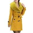 thumbnail image 2 of Manteau d'Hiver pour Femmes en Laine à Revers, Trench, Veste à Manches Longues, Pardessus, Vêtement d'Extérieur, 2 of 9