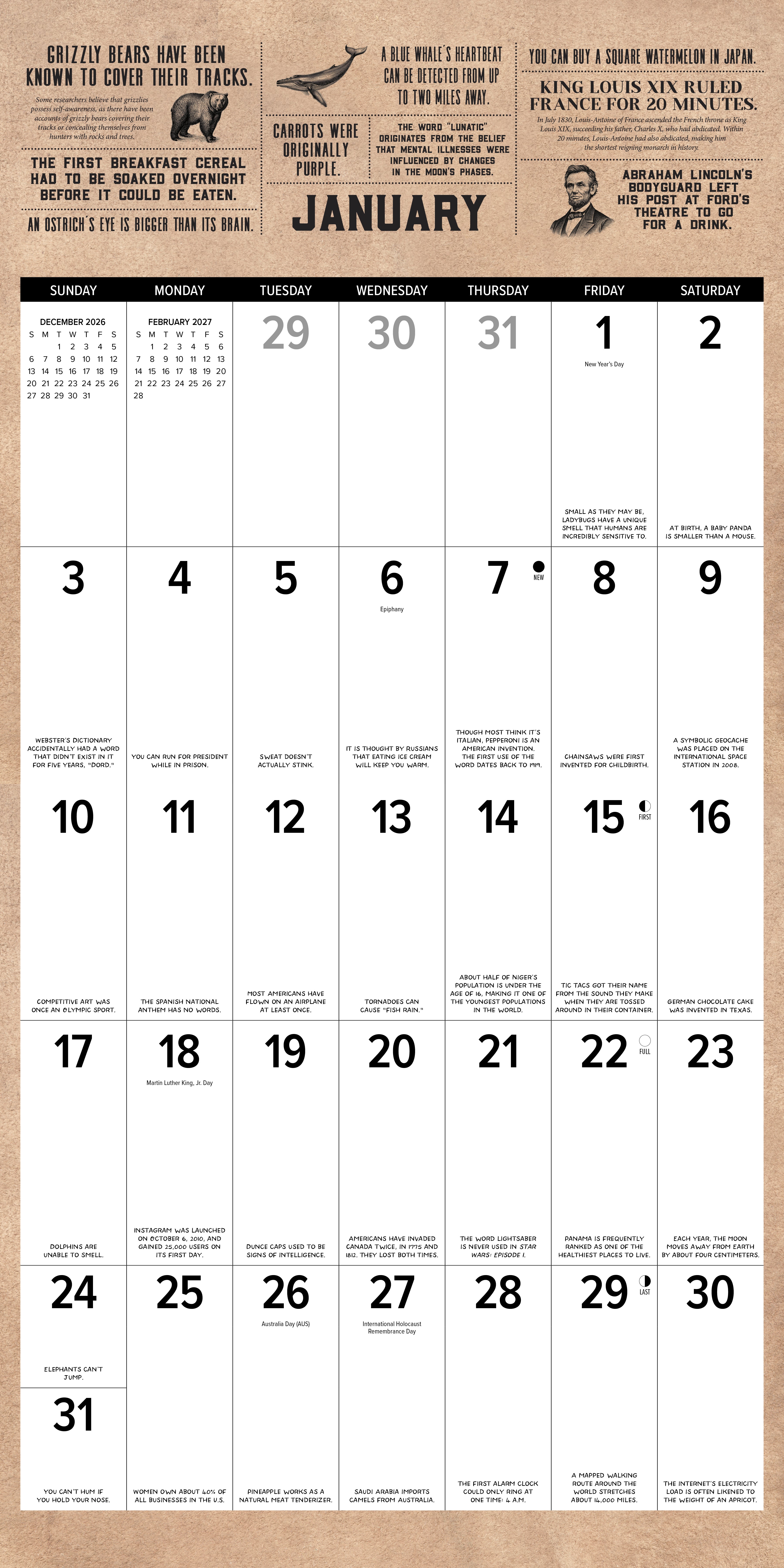 Willow Creek Press, Today I Learned 2027 Wall Calendar