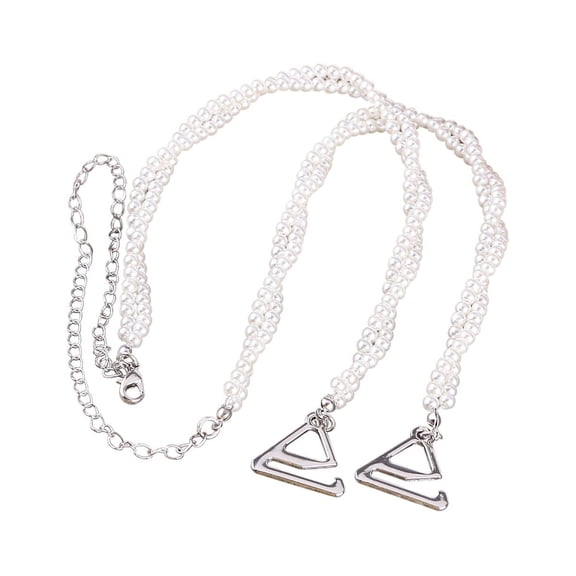 Dual-Layer Pearls Decorative Bra Straps Neck Hanging Adjustable Removable Fancy Bra Strap Replacement For Bra Tops Dress (Silver)