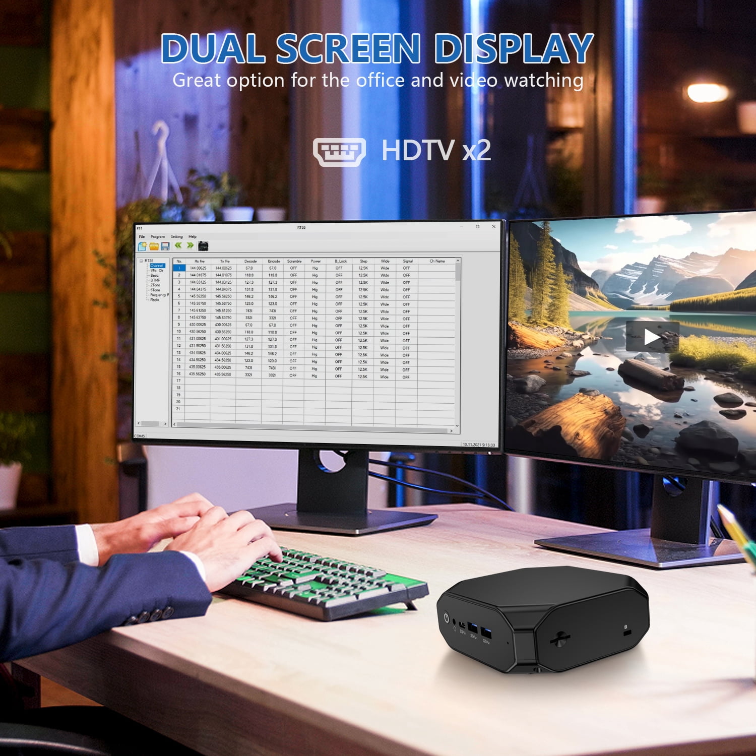 Hot Pepper RM10 Mini PC N100 8GB DDR4 RAM + 256GB SSD ROM 5G + 2.4G Wifi Wireless 5.1 4K 60Hz M.2 2280 Pcle3.0X4 Slot Mini Computer