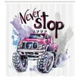 thumbnail image 3 of Ambesonne Monster Truck Shower Curtain, Never Stop Words, 69"Wx84"L, Multicolor, 3 of 3