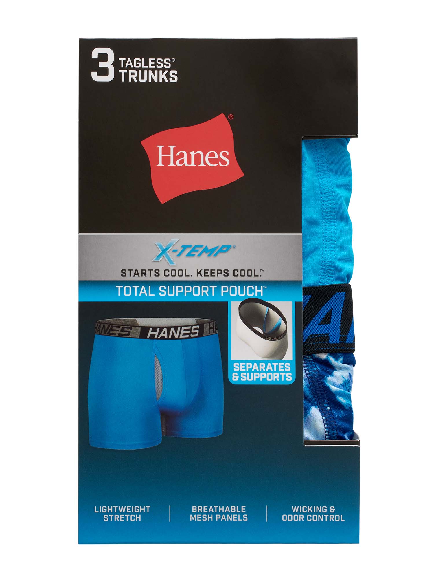 Hanes X-Temp Total Support Pouch Men's Trunks, Anti-Chafing Underwear, 3-Pack - image 3 of 10