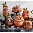 thumbnail image 3 of Adornos expresivos de cabeza de calabaza de Halloween, decoraciones de jardín interior, cabeza de calabaza de anciano, adornos de calabaza (B), 3 of 4