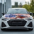 thumbnail image 2 of Uorisanigo Vintage American Flag Horse Auto Hood Cover Removable Waterproof Car Hood Flag Cover Straps Reinforcement Hood Wrap Blanket for Most Sedans Outdoor Decoration, 2 of 7