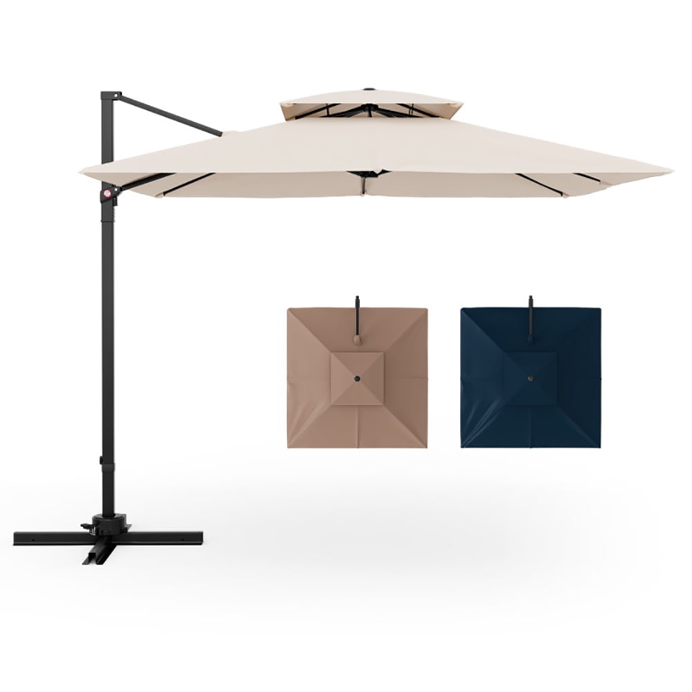 Aimee Lii 9.5 Feet Cantilever Patio Umbrella with 360° Rotation and Double Top, Table Umbrella Outdoor for Patio Pool Beach, Beige Aimee Lii 9.5 Feet Cantilever Patio Umbrella with 360° Rotation and Double Top, Table Umbrella Outdoor for Patio Pool Beach, Beige