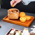 thumbnail image 4 of PEKIOGT Japanese Retro Tea Set Plate Square Black Hotel Tray Light Wooden Tableware Brown Fruit Tray, 4 of 5