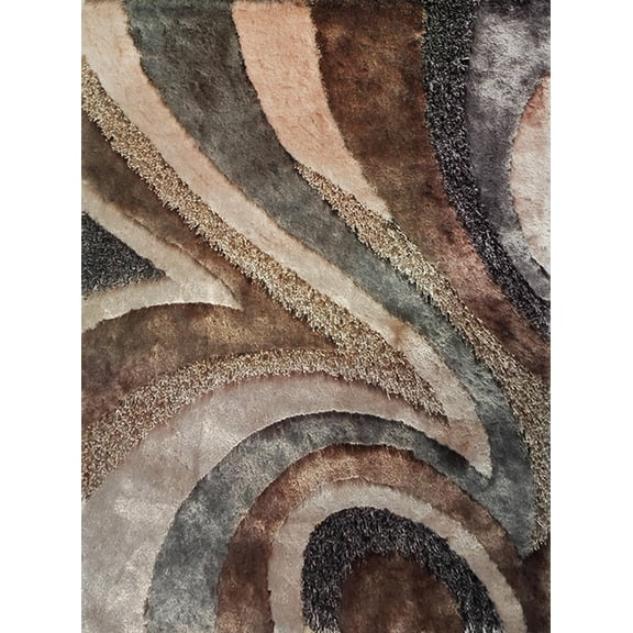 Shiny Plush Wave Golden Earth Shag 2 x 3 Area Rug/Carpet by Makymo