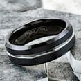 thumbnail image 4 of Tungsten Rings for Men Wedding Bands for Him 8mm Black Silver Line, 4 of 9