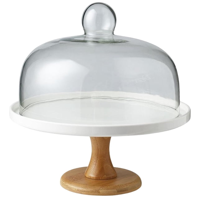 Soporte de Pastel Redondo con Cubierta de Vidrio andeja de Servicio Exhibición de Postres Soporte de Madera Queso para Cocina Banquete , 24,5 cm x 15 cm 245 cm x 15 cm Gloria Puesto de pasteles