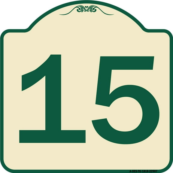 SignMission Designer Series Sign - Sign with Number '15 | Tan & Green 18" X 18" Heavy-Gauge Aluminum Architectural Sign | Protect Your Business & Municipality | Made in the USA
