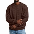 thumbnail image 5 of Men's Cable Knit Crew Neck Sweater, Long Sleeve Drop Shoulder Solid Color Pullover, Fall Winter Loose Fit Casual Streetwear Top Brown XL, 5 of 6