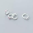 thumbnail image 5 of K-KED 925 Sterling Silver Pink/Clear Heart Crystal Hoop Sleeper Earrings-Clear, 5 of 6
