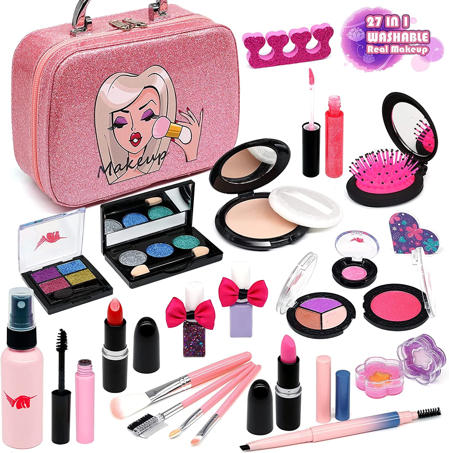 Girl Toys Birthday Gifts, Real Kids Makeup Kit for Little Girls