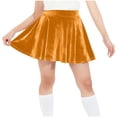 thumbnail image 3 of BLTIBY Velvet Skirt for Teen Girls Casual Vintage Sparkly Sequin Mini High Waist Stretchy Flared Pleated Skater Skirts Orange 7-8 Years, 3 of 9