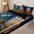 thumbnail image 3 of Homewish Moonlit Owl Wildflower Zipper Twin Comforter Sets with Fitted Sheet and 2 Pillowcases For Men And Women,Teal Orange Whimsical Zipper Bedding Set,Black Reversible,4 Pieces, 3 of 7