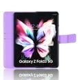 thumbnail image 4 of SaniMore for Samsung Galaxy Z Fold 3 7.6" PU Leather Case, Magnetic Closure Flip Wallet Cover with Wrist Strap Card Slot & Adjustable Kickstand All-Inclusive Protective Shell, Purple, 4 of 7