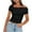 Black, variant on ZZwxWA Womens Summer Sexy Off The Shoulder Tops Solid Color Fashion Short Sleeve Sling Blouse Flowy Split Hem Pullover Plus Size