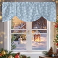 thumbnail image 6 of Blue Winter Tie Up Valances Curtain, Snowflake Christmas Falling Snow Adjustable Rod Pocket Short Window Treatment Tie Up Curtains Valances for Kitchen Living Room Bathroom 60x18 Inches, 6 of 9