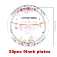thumbnail image 4 of 162Pcs Pink Baby Shower Decorations for Girl Tableware Set, Floral Sweet Baby Girl Party Supplies, Plate, Napkin, Cup, Tablecloth, Banner, Cutlery, Girl Gender Reveal Table Decorations, Serves 20, 4 of 9
