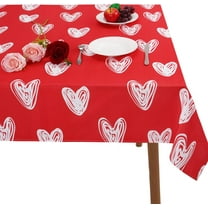Valentines Day Table Cloth Sketch Heart Tablecloth Waterproof Machine Washable Tablecloth for Valentine''s Day Wedding Decoration, 60 x 84 Inch