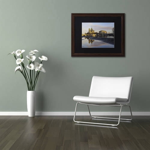 Trademark Fine Art "Sunrise in Notre Dame de Paris" Canvas Art by Mathieu Rivrin, Black Matte, Wood Frame