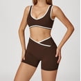 thumbnail image 3 of PISONIC Two Piece Workout Sets for Women Color Block Sports Bra and Scrunch Butt Lifting Shorts Gym Yoga Active Wear Outfits, 3 of 6