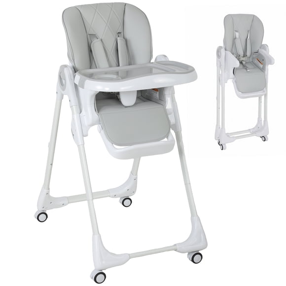 Qaba High Chair with Adjustable Seat Height, Backrest, Footrest and Tray