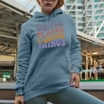 thumbnail image 2 of Going Places & Doing Things, Traveling or Adventure Themed, Groovy Retro Wavy Text Merch Gift, Light Blue Hooded Sweatshirt or Hoodie, XL, 2 of 5