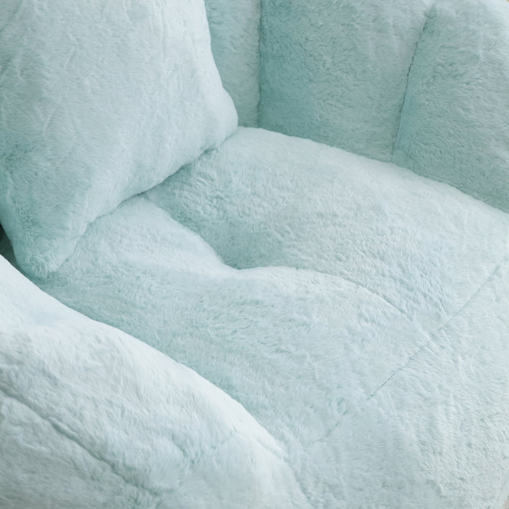 Giant Oversized Bean Bag Chair with Footstool - Faux Fur Shell-Shaped, Pre-Filled for Adults & Kids, Floor Sofa for Gaming, Reading, Living Room & Bedroom