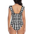thumbnail image 6 of Yiaed Anchor Black Tartan Plaid Print Women's Ruffled One Piece Swimsuit V Neck Swimwear Slimming Monokini for Woman-X-Large, 6 of 8