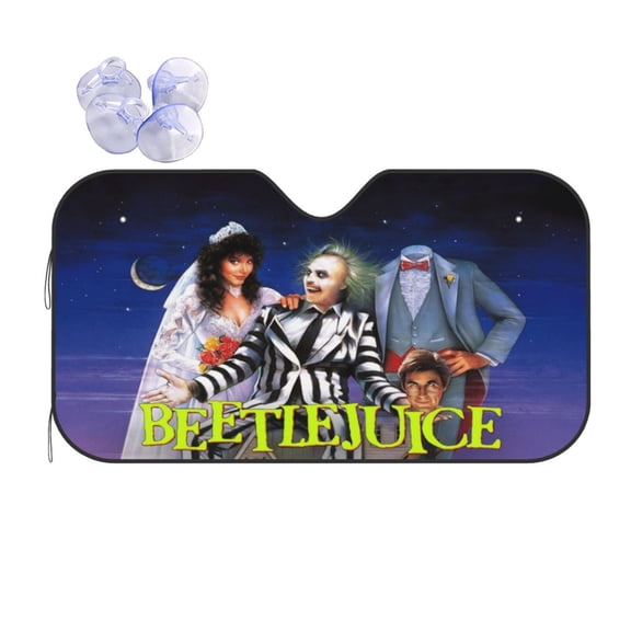 Beetlejuice Car Sun Shade Windshield Cartoon Sun Shade for Car Truck & SUV Front Window Shade Protector Blocks Uv Rays and Keep Your Vehicle Cool Sun Shade Visor Shield Cover