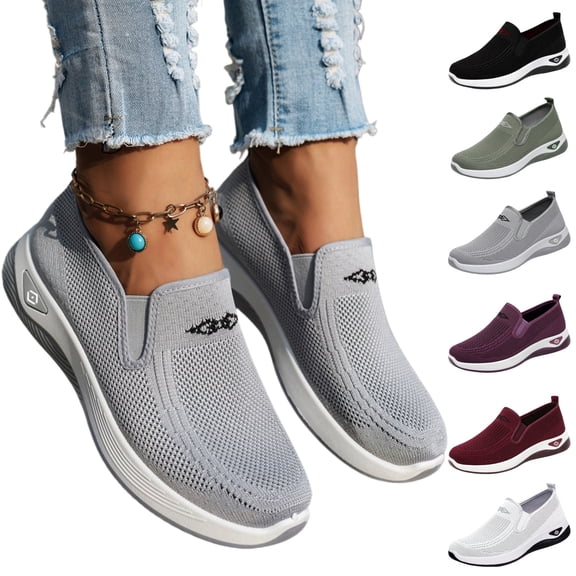 YOUYEDIAN Arch Support Shoes for Women, Orthopedic Slip On Walking Sneakers with Wide Width, Non-Slip Work Shoes