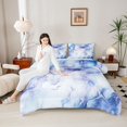 thumbnail image 4 of Homewish Blue Purple Marbling Queen Comforter Set for Women, Chic Abstract Ombre Bedding Sets, Fashion Artwork Style Reversible Bedding Comforter Set, Microfiber Bedroom Decor, 3-Piece, 4 of 8