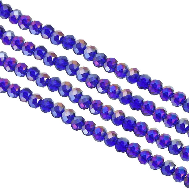 Uxcell 8 mm Briolette Rondelle Glass Beads, Small Round Faceted Crystal Bead, Dark Blue 10Pack