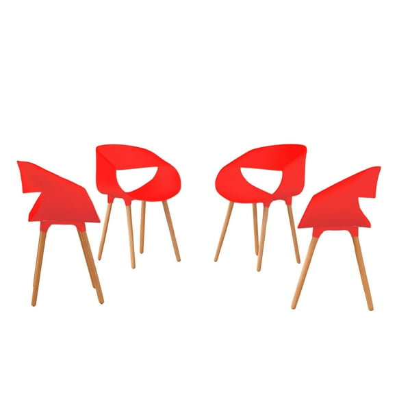 Set de 4 sillas nórdicas de 77 cm color rojo