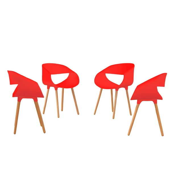 Set de 4 sillas nórdicas de 77 cm color rojo