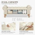 thumbnail image 3 of Storage Ottoman Bench for Bedroom, 51" Upholstered Bench with Rolled Arms and Vintage Rivets for Living Room, Full & Queen Leather Storage Bench with Button for Entryway, Beige+Nature Legs, 3 of 8