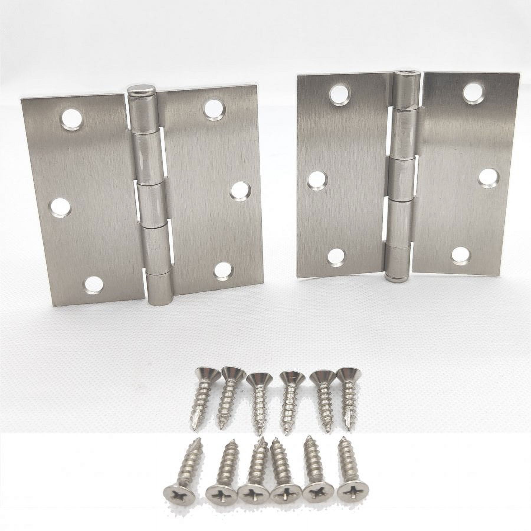 50pair(100pcs)Steel door hinge 3-1/2"Square corner,satin nickel,removable pin, door hinge,mobile home door hinge  and cabinet hinge,with screws - image 5 of 6