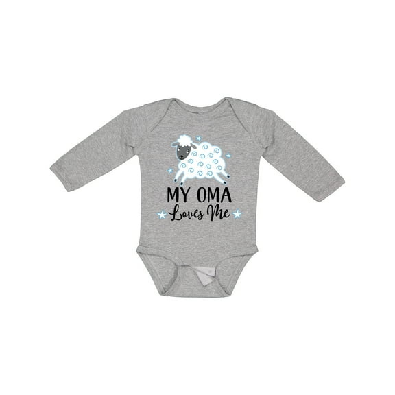 Inktastic My Oma Loves Me Baby Lamb Boys or Girls Long Sleeve Baby Bodysuit