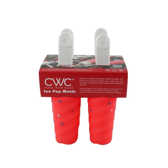 Spiral Silicone Ice Pop Molds - Reusable & Dishwasher Safe, Red