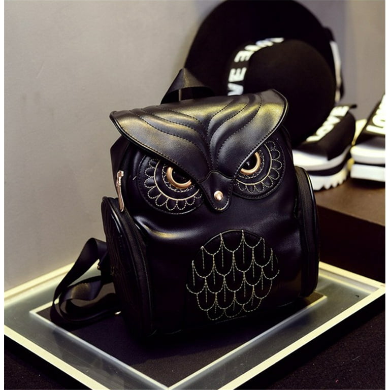 COUTEXYI Women PU Leather Cute Owl Handbag School Travel Backpack