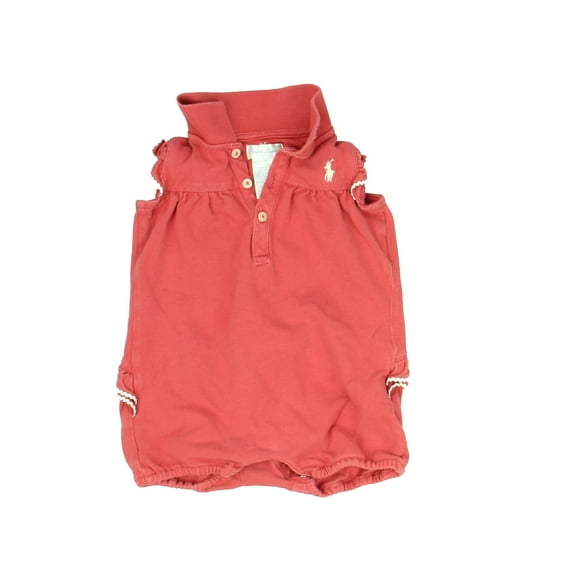 Pre-owned: Ralph Lauren Girls Red Romper size: 9 Months (Good)