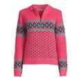 thumbnail image 5 of Heart N Crush Women’s Pattern Zip Pullover Sweater, 5 of 5
