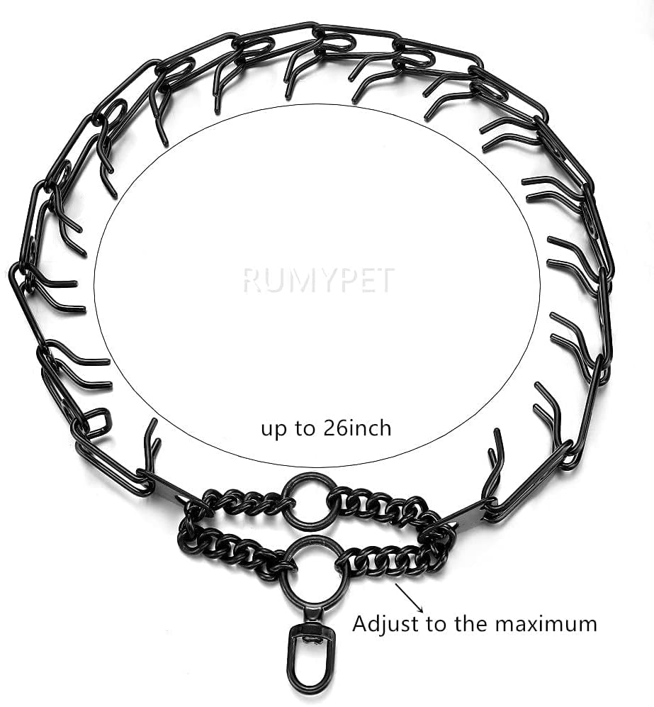 RUMYPET Dog Prong Collar Adjustable 12-26inch Easily Silver/Gold/Black/Multi-Colored Stainless Steel Metal Dog Chain Pinch Collar Walking Training for Small Medium Large Dogs. Multi-Colored 