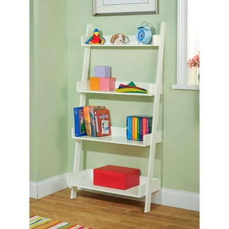 Leaning 4-Tier Bookcase, Multiple Colors