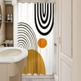 thumbnail image 3 of Abstract Mid Century Small Stall Shower Curtain for Bathroom Decor 36Wx72H Inches Single Half Narrow RV Boho Modern Minimalistic Geometry Aesthetic Fabric Waterproof Polyester 7 Pack Hooks, 3 of 6