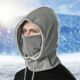 thumbnail image 1 of Men Winter Outdoor Riding Headgear Cold-Proof Ski Cap Warm Bib Face Mask Integrated Cold-Proof Hood Hat, 1 of 4