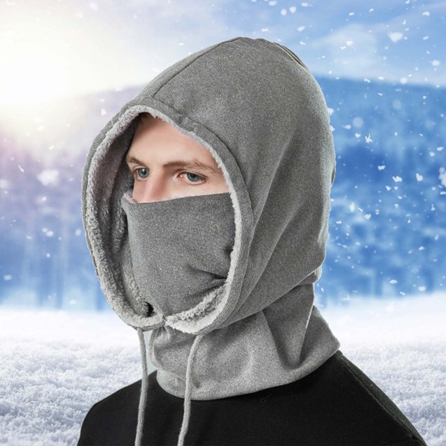 Casquette de Ski Imperméable pour Hommes, Casquette de Visage Chaude avec Capuche Intégrée