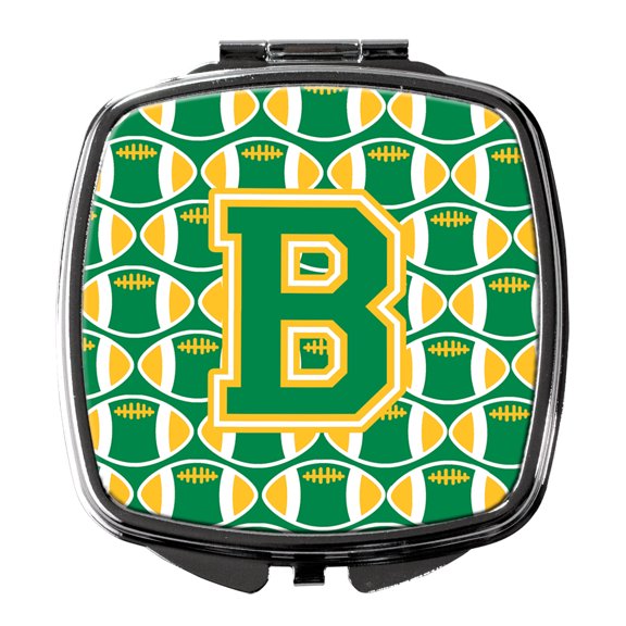 Letter B Football Green and Gold Compact Mirror CJ1069-BSCM